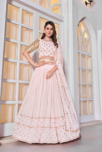 Load image into Gallery viewer, Exclusive Designer Pink Georgette Embroidered Work Lehenga Choli Collection ClothsVilla.com