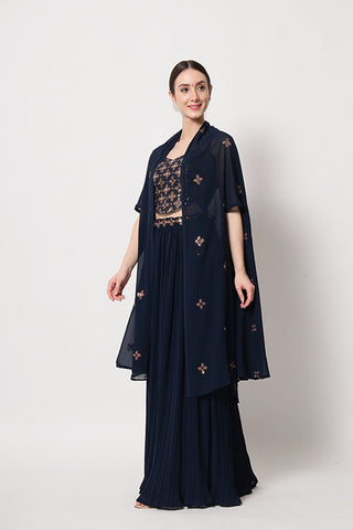 Exclusive Navy Georgette Crush Pattern On Lehenga Choli ClothsVilla.com