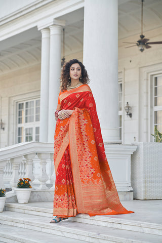 Extraordinary Red Zari Weaving Banarasi Silk Wedding Wear Saree ClothsVilla