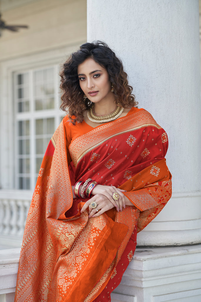 Extraordinary Red Zari Weaving Banarasi Silk Wedding Wear Saree ClothsVilla