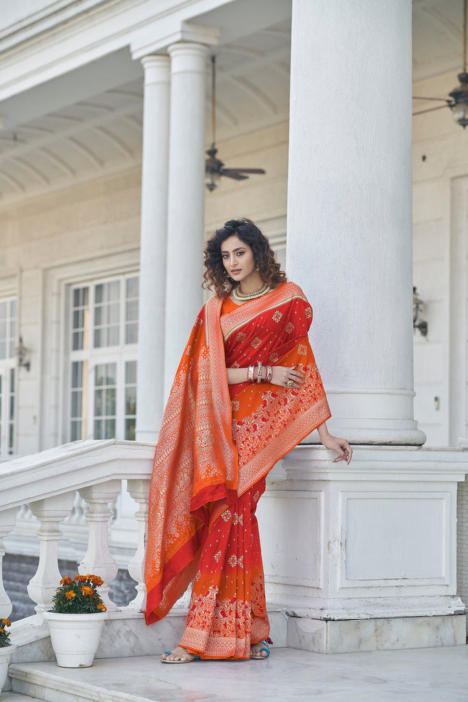 Extraordinary Red Zari Weaving Banarasi Silk Wedding Wear Sa