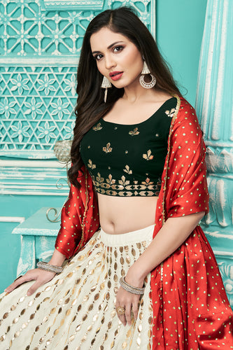 Fabulous Off-White Gota Patti Embroidered Georgette Party Wear Lehenga Choli ClothsVilla