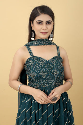 Fabulous Teal Blue Color Party Wear Sharara Suit Clothsvilla