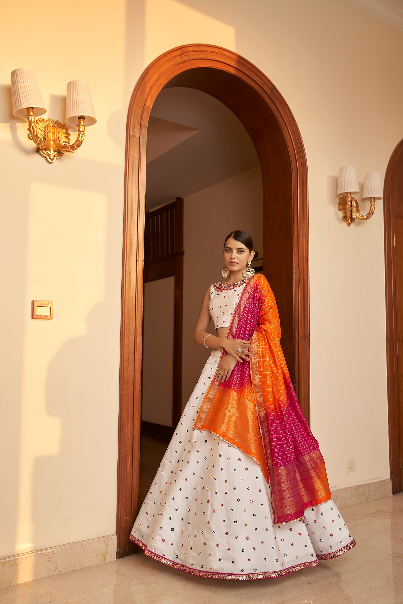 Fabulous White Sequins Embroidered Silk Party Wear Lehenga Choli ClothsVilla