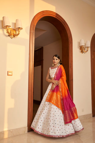 Fabulous White Sequins Embroidered Silk Party Wear Lehenga Choli ClothsVilla