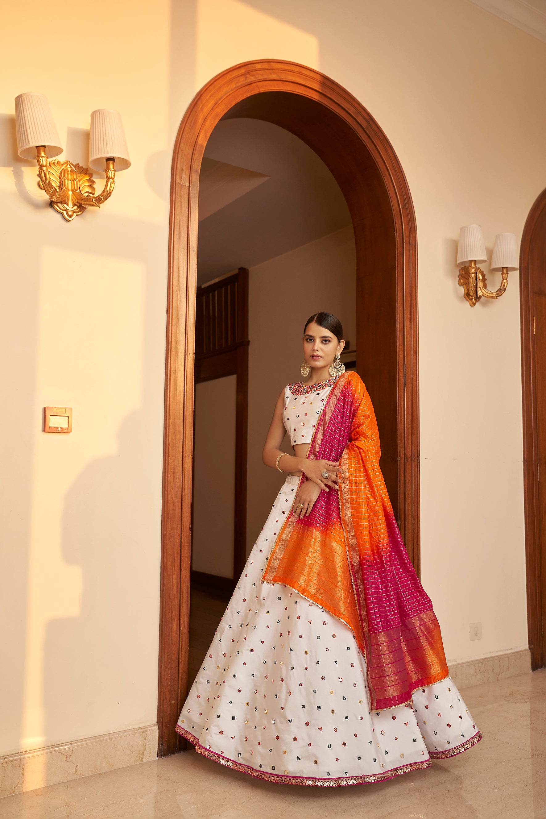 Fabulous White Sequins Embroidered Silk Party Wear Lehenga Choli ClothsVilla