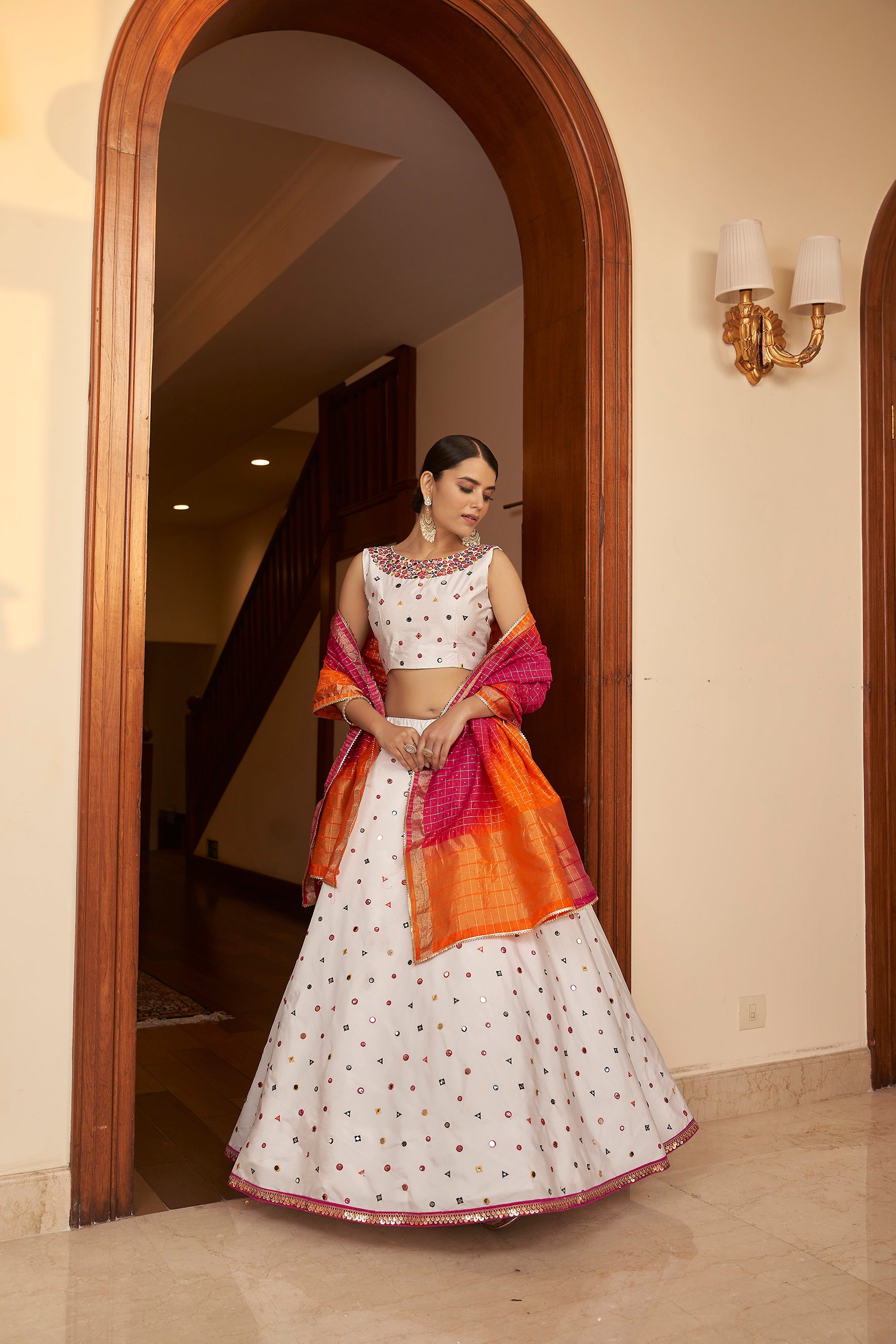 Fabulous White Sequins Embroidered Silk Party Wear Lehenga Choli ClothsVilla