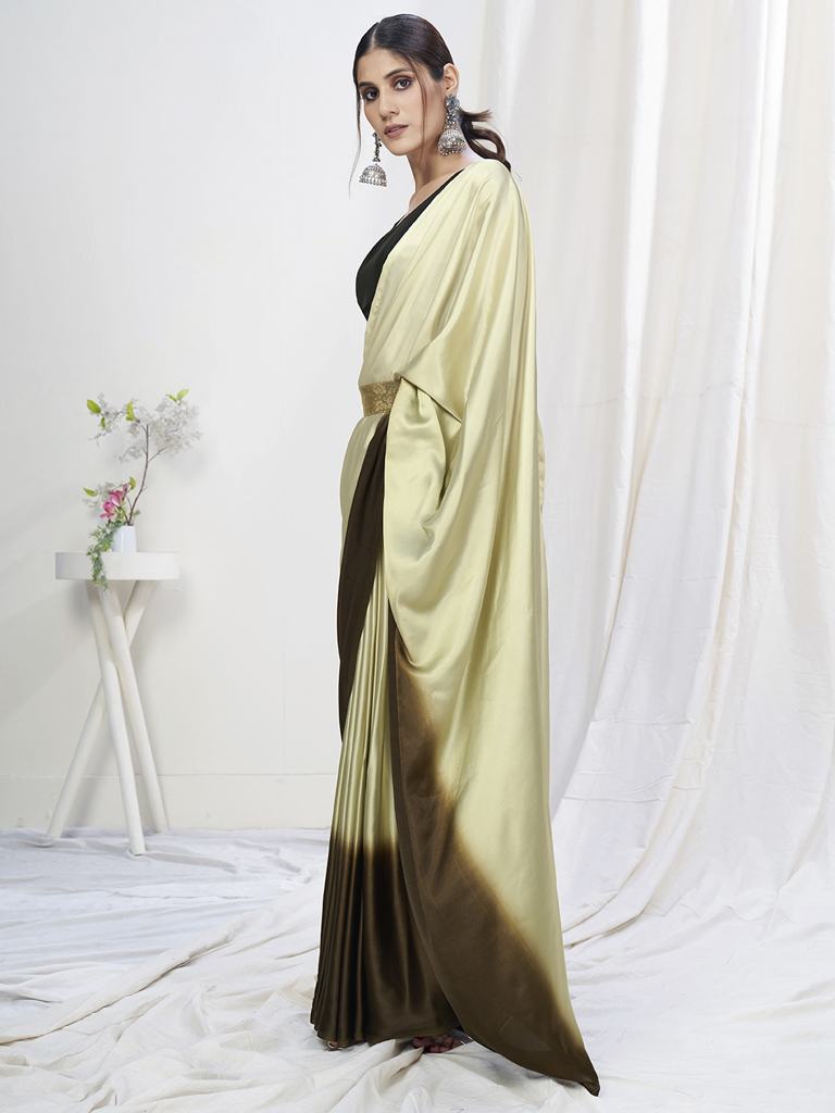 Fancy Green Ready to Wear One Minute Lycra Saree ClothsVilla