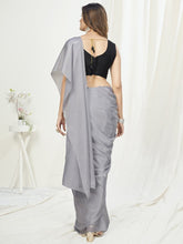 Load image into Gallery viewer, Fancy Grey Ready to Wear One Minute Saree In Satin Silk ClothsVilla