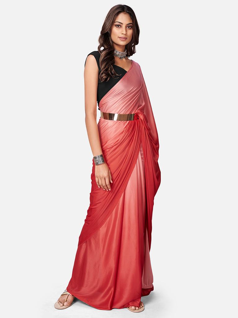 Buy Red Sequins Work Lycra Beautiful Ready To Wear Saree Online