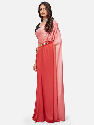 Fancy Red Ready to Wear Lycra Saree with Belt ClothsVilla