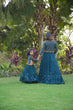 Load image into Gallery viewer, Fancy Teal Blue Color Mother Daughter Gown WIth Koti Clothsvilla