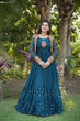 Load image into Gallery viewer, Fancy Teal Blue Color Mother Daughter Gown WIth Koti Clothsvilla