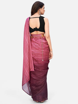 Fantastic Pink and Black Ready to Wear Saree ClothsVilla