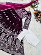 Load image into Gallery viewer, Fantastic Wine Color Velvet Embroidery Sequence Salwar Suit Clothsvilla