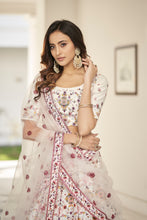 Load image into Gallery viewer, Fascinating White Embroidered Silk Party Wear Lehenga Choli ClothsVilla