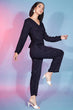 Load image into Gallery viewer, Fashionable Navy Blue Fancy Fabric Self Design Co-Ord For Womens ClothsVilla.com
