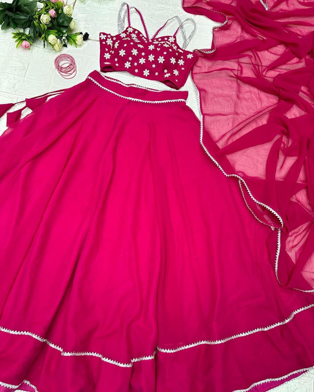 Fashionable Pink Color Lehenga Choli Clothsvilla