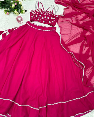 Fashionable Pink Color Lehenga Choli Clothsvilla