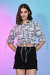 Load image into Gallery viewer, Fashionable Trendiest White Self Design Collar Pattern Top ClothsVilla.com