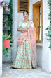 Load image into Gallery viewer, Figurative Mint Green Thread And Sequins Embroidered Silk Bridal Ghagra Choli ClothsVilla