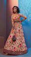 Figurative Peach Print With Sequince Embroidered Natural Crepe Anarkali Long Gown Semi Stitched ClothsVilla