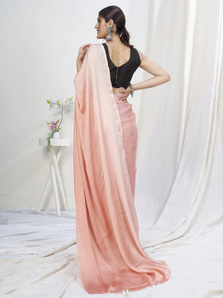 Flamingo Pink Ready to Wear One Minute Lycra Saree ClothsVilla