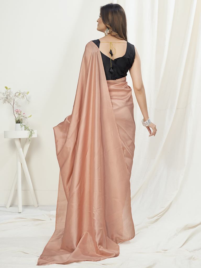 Flamingo Pink Ready to Wear One Minute Saree In Satin Silk ClothsVilla