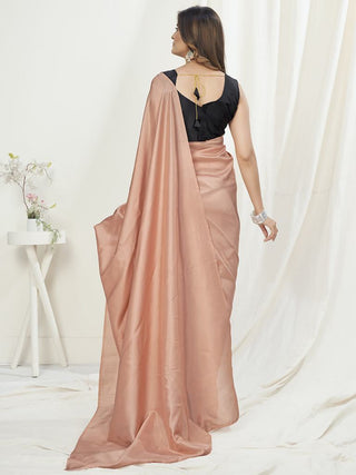 Flamingo Pink Ready to Wear One Minute Saree In Satin Silk ClothsVilla