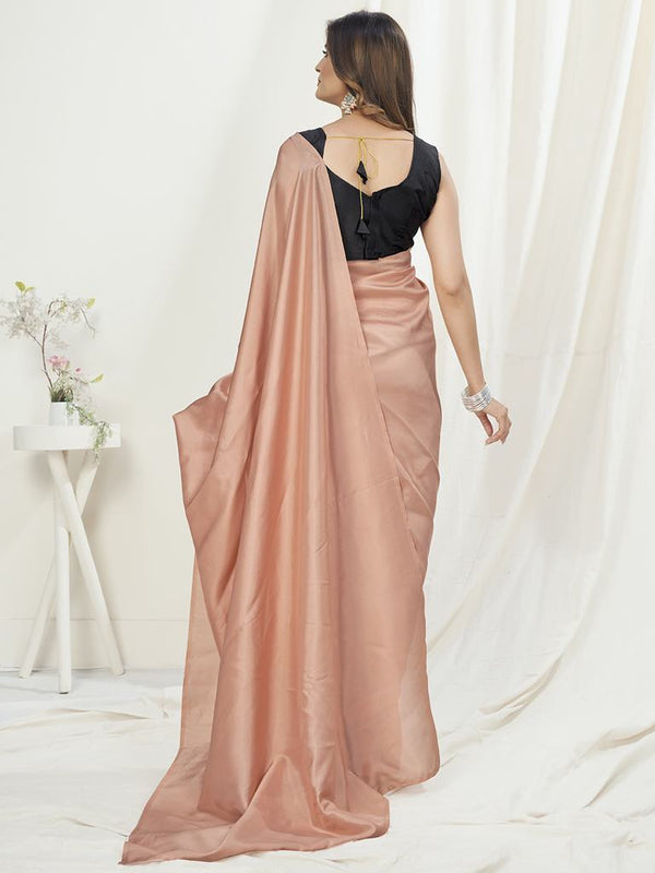 Flamingo Pink Ready to Wear One Minute Saree In Satin Silk ClothsVilla