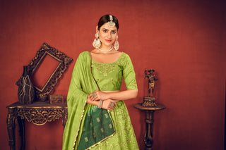 Floracance Green With Art Silk Fabric And Heavy Thread With Sequince Embroidered Work And Including Heavy Can-Can And Canvas Lehenga Choli ClothsVilla