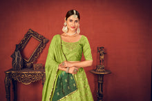 Load image into Gallery viewer, Floracance Green With Art Silk Fabric And Heavy Thread With Sequince Embroidered Work And Including Heavy Can-Can And Canvas Lehenga Choli ClothsVilla