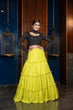 Load image into Gallery viewer, Florescent Green Thread &amp; Sequence Embroidered Cotton Georgette Lehenga ClothsVilla