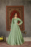 Foil Print Taffeta Silk Pistachio Green Eid Anarkali Suit ClothsVilla