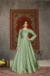 Load image into Gallery viewer, Foil Print Taffeta Silk Pistachio Green Eid Anarkali Suit ClothsVilla