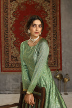 Load image into Gallery viewer, Foil Print Taffeta Silk Pistachio Green Eid Anarkali Suit ClothsVilla
