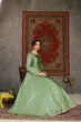Load image into Gallery viewer, Foil Print Taffeta Silk Pistachio Green Eid Anarkali Suit ClothsVilla