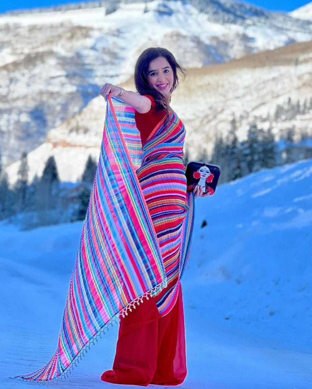 Function Wear Multi Color Pleated Saree Clothsvilla