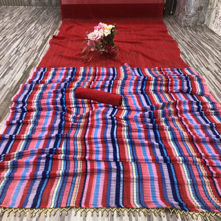 Function Wear Multi Color Pleated Saree Clothsvilla
