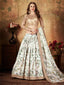 Breathtaking Off-White Sabyasachi Floral Printed Organza Silk Party Wear Lehenga Choli With Blouse ClothsVilla