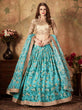 Load image into Gallery viewer, Beautiful Sky Blue Sabyasachi Floral Digital Printed Organza Party Wear Lehenga Choli With Blouse ClothsVilla
