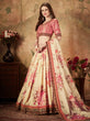 Load image into Gallery viewer, Delightful Off-White Floral Print Organza Silk Wedding Lehenga Choli With Peach Blouse ClothsVilla