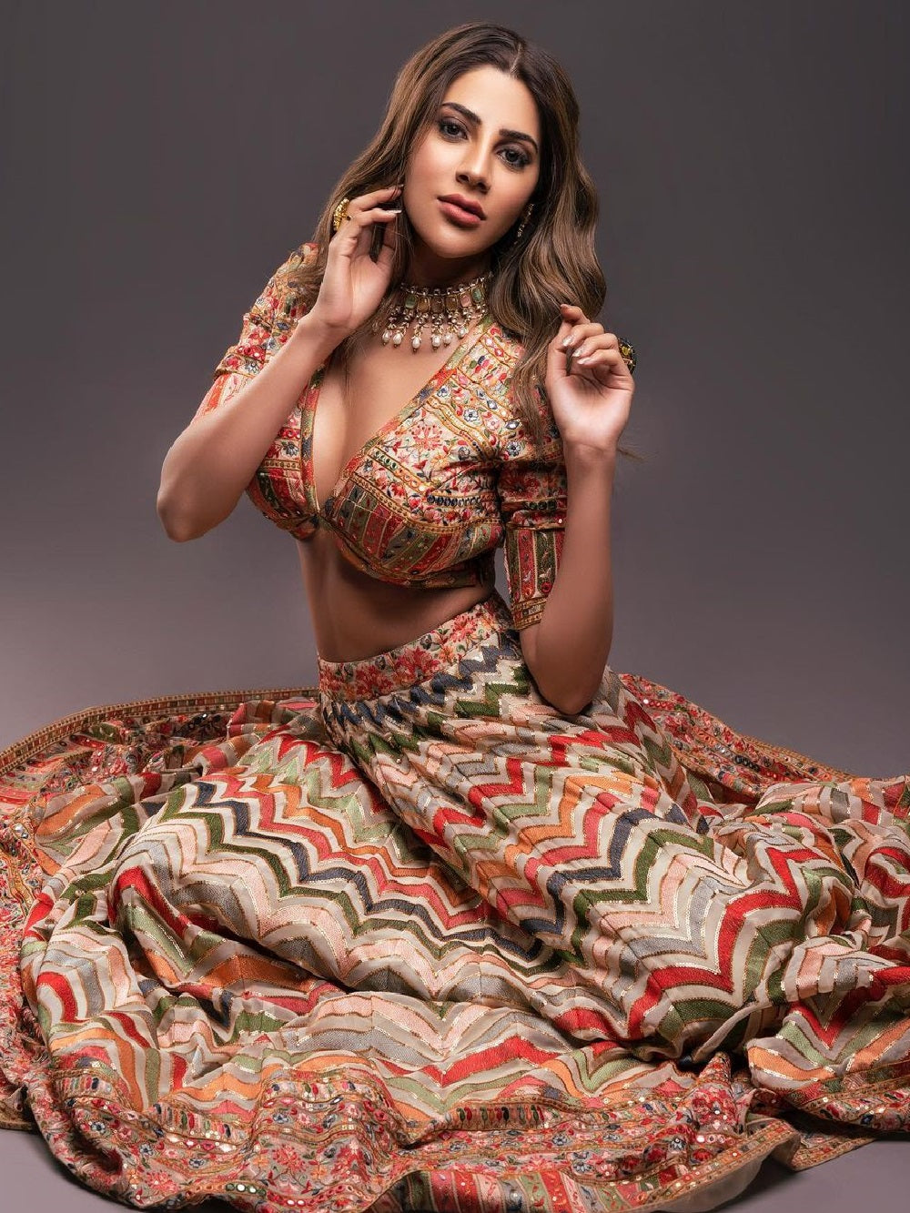 Multi Color Thread & Sequins Embroidery Work Georgette Heavy Lehenga Choli Set With Dupatta Clothsvilla
