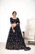 Load image into Gallery viewer, Glamorous Navy-Blue Embroidered Net Party Wear Lehenga Choli ClothsVilla