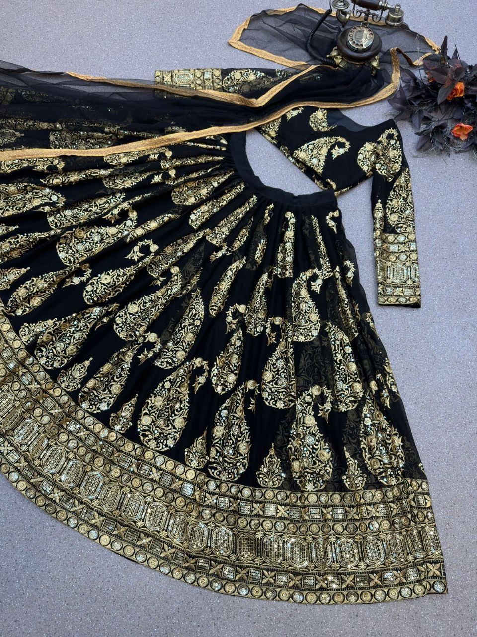 Glamourous Black Color Sequence Work Lehenga Choli Clothsvilla