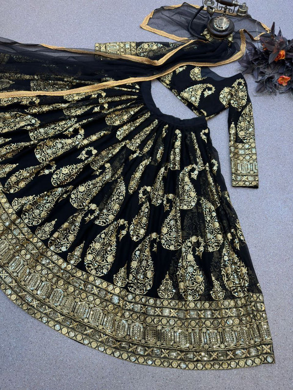 Glamourous Black Color Sequence Work Lehenga Choli Clothsvilla