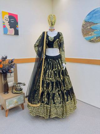 Glamourous Black Color Sequence Work Lehenga Choli Clothsvilla