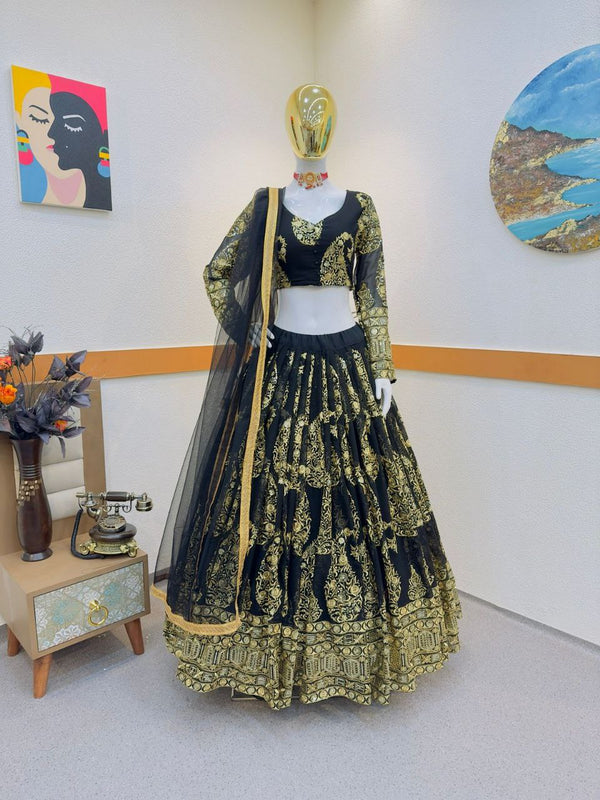 Glamourous Black Color Sequence Work Lehenga Choli Clothsvilla