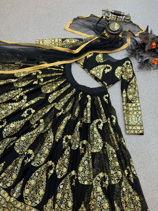 Glamourous Black Color Sequence Work Lehenga Choli Clothsvilla