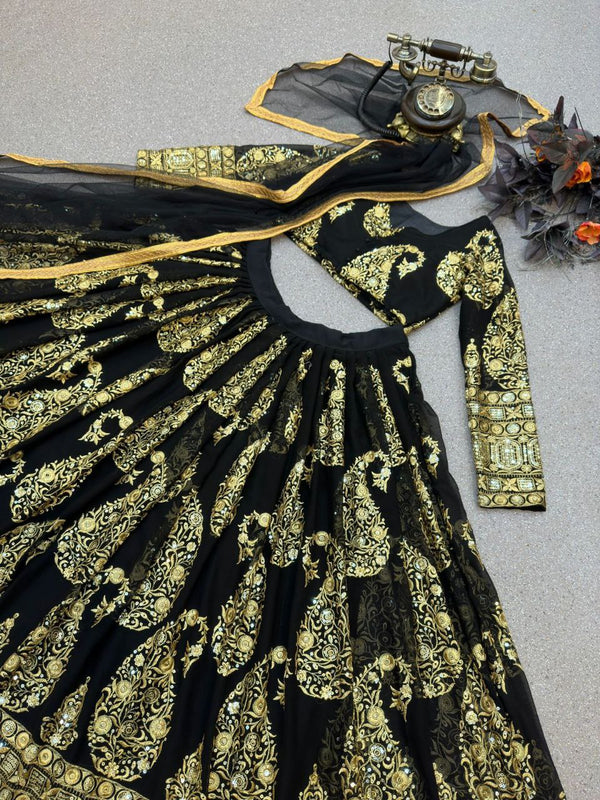 Glamourous Black Color Sequence Work Lehenga Choli Clothsvilla